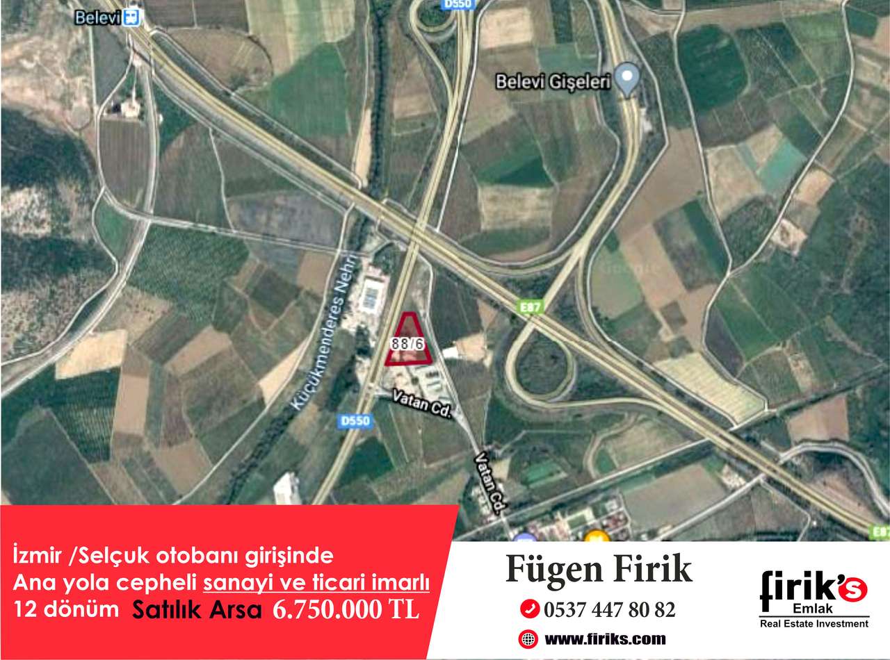 Industry and business zoned land at Izmir Selçuk highway entrance